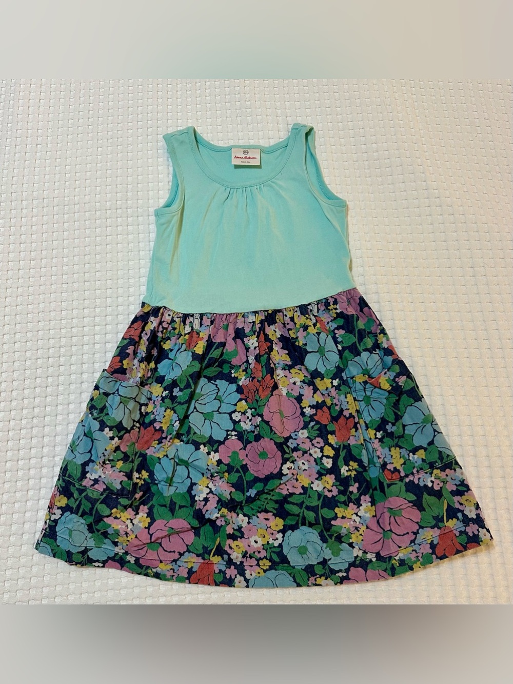 Hanna Andersson Sleeveless Play Dress Scoop Neck Pockets Floral Blue  Size 110/5